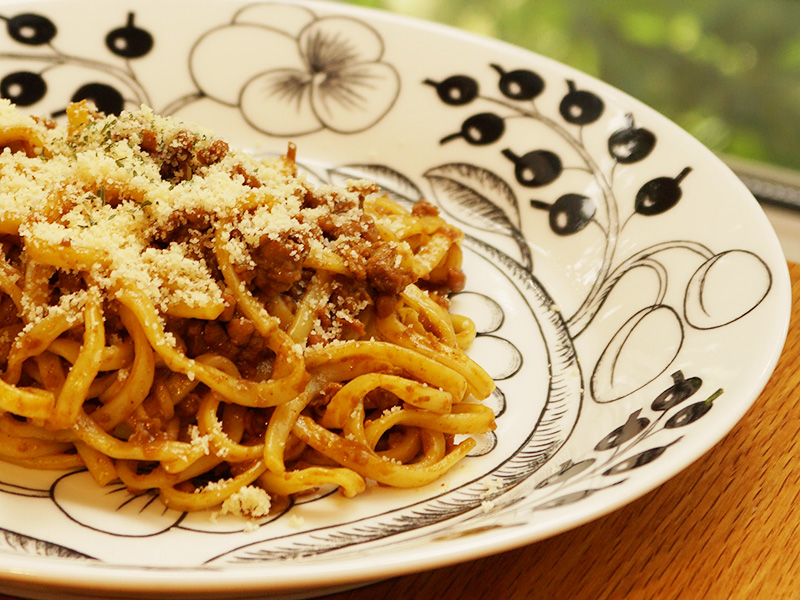 お豆のカレーパスタ